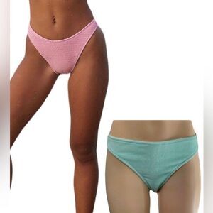 Aerie Textured Scrunch Weave High Cut Cheeky Aqua Bikini Bottoms Plus Size XXL